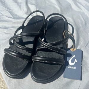 OluKai Black Leather Sandals